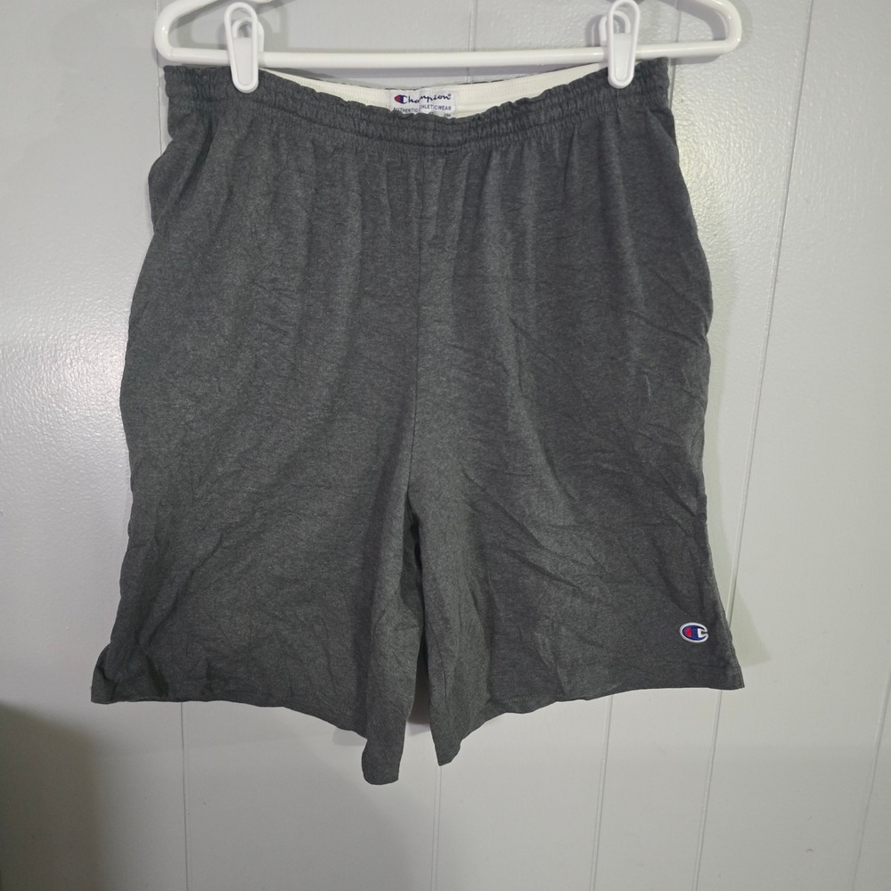Champion Jersey Shorts Mens Large Gray Heathered Athletic Drawstring‎ 4044